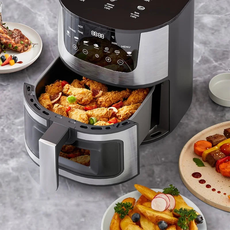High Quality Large 7 L Stainless Steel Air Fryer with Transparent Viewing Window