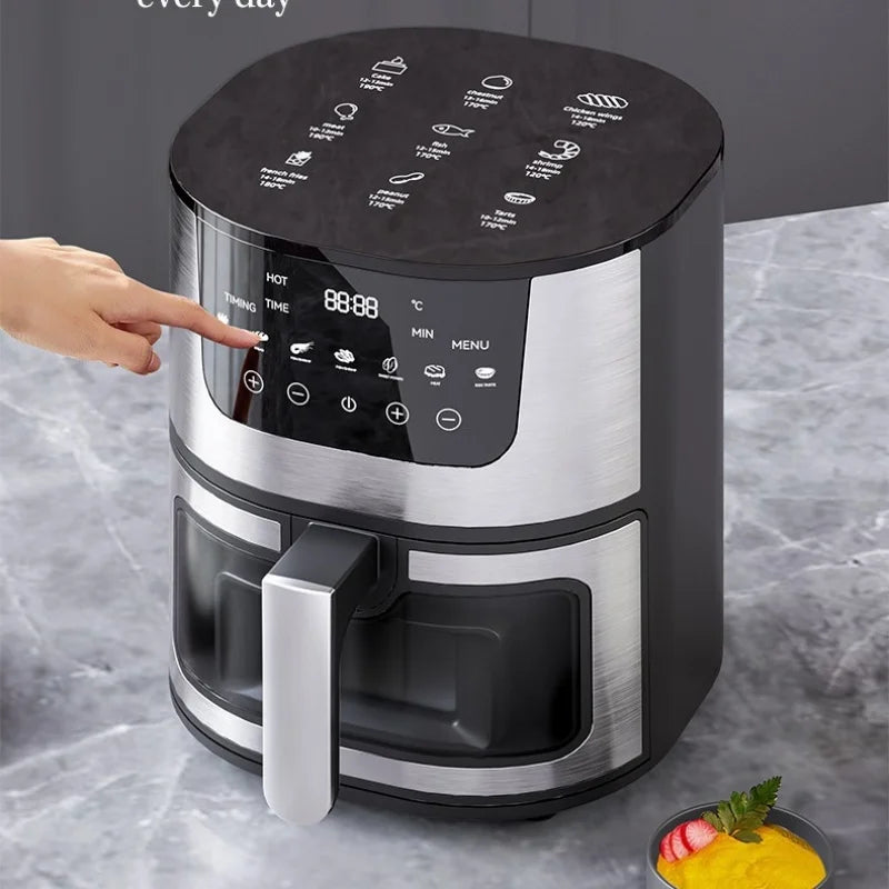 High Quality Large 7 L Stainless Steel Air Fryer with Transparent Viewing Window