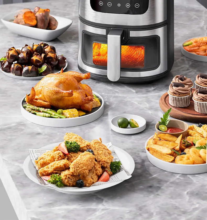 High Quality Large 7 L Stainless Steel Air Fryer with Transparent Viewing Window