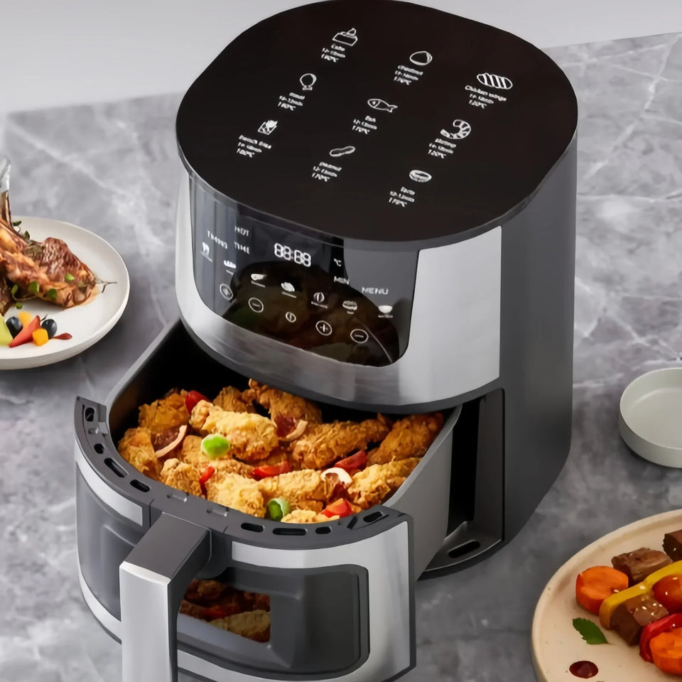 High Quality Large 7 L Stainless Steel Air Fryer with Transparent Viewing Window