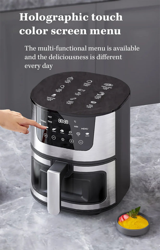 High Quality Large 7 L Stainless Steel Air Fryer with Transparent Viewing Window