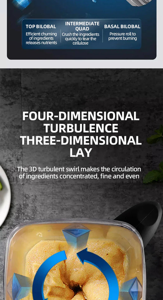 500W Heavy Duty Commercial Blender Stationary Mixer Ice Smoothies Appliances for Kitchen Professional High Power Food Processor