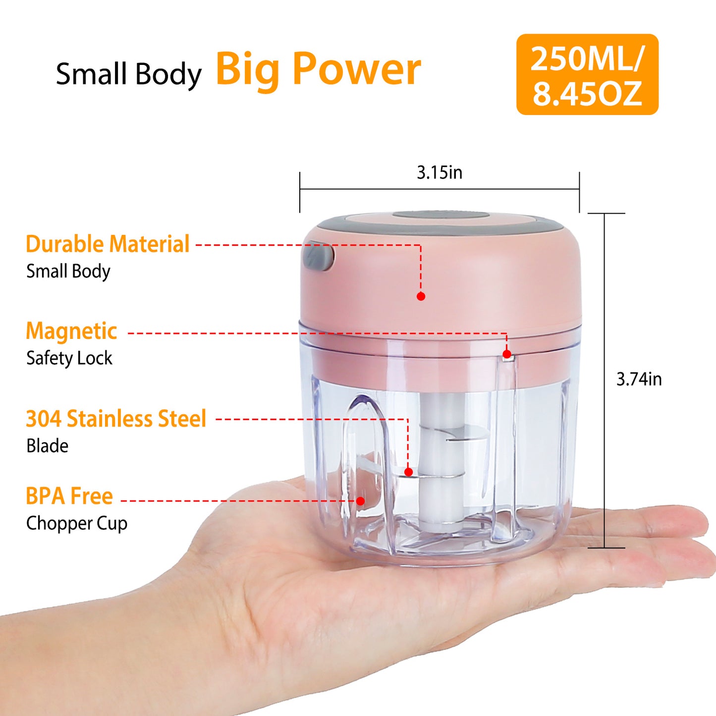 Electric Mini Garlic Chopper (250ML)